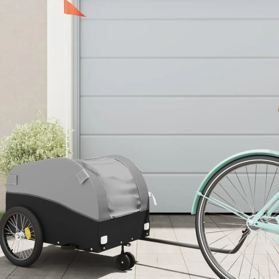 VIDAXL - Remorque de vélo noir et gris 30 kg fer