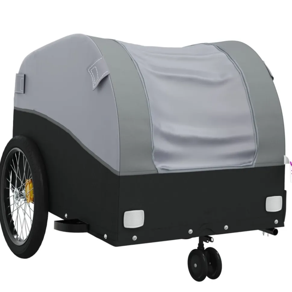 VIDAXL - Remorque de vélo noir et gris 30 kg fer