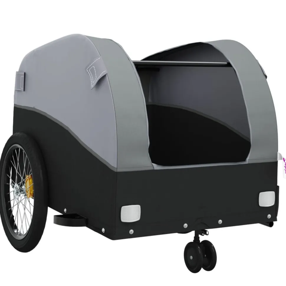 VIDAXL - Remorque de vélo noir et gris 30 kg fer