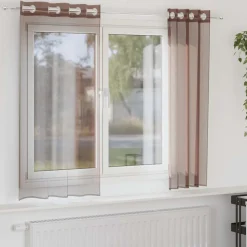 VIDAXL - Rideaux en voile avec œillets 2 pcs marron 140x140 cm