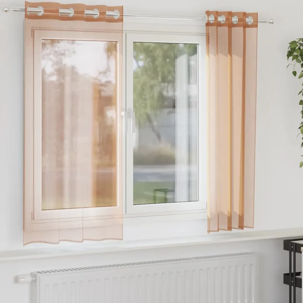 VIDAXL - Rideaux en voile avec œillets 2 pcs terre cuite