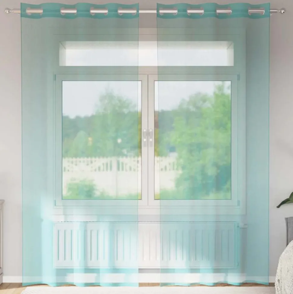 VIDAXL - Rideaux en voile avec œillets 2 pcs turquoise