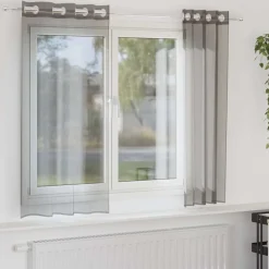 VIDAXL - Rideaux en voile avec œillets 2 pcs gris foncé 140x140 cm