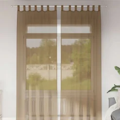 VIDAXL - Rideaux en voile avec boucles 2 pcs marron clair 140x260 cm