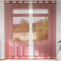 VIDAXL - Rideaux en voile avec œillets 2 pcs rouge bordeaux