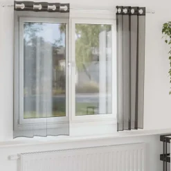 VIDAXL - Rideaux en voile avec œillets 2 pcs noir 140x140 cm