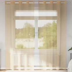 VIDAXL - Rideaux en voile avec œillets 2 pcs sable