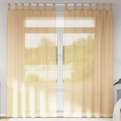 VIDAXL - Rideaux en voile avec boucles 2 pcs sable 140x245 cm