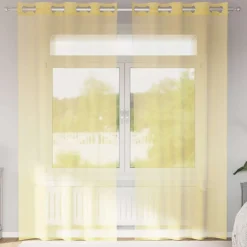 VIDAXL - Rideaux en voile avec œillets 2 pcs jaune