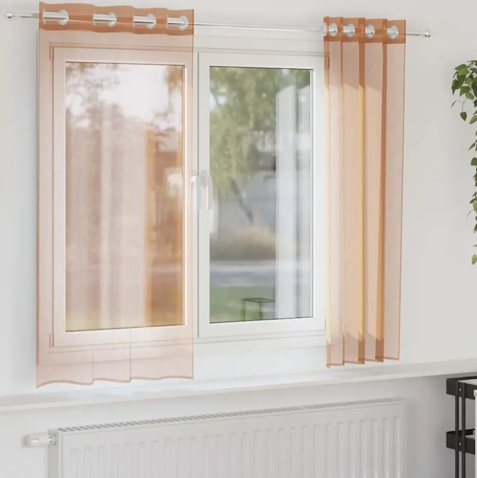 VIDAXL - Rideaux en voile avec œillets 2 pcs terre cuite