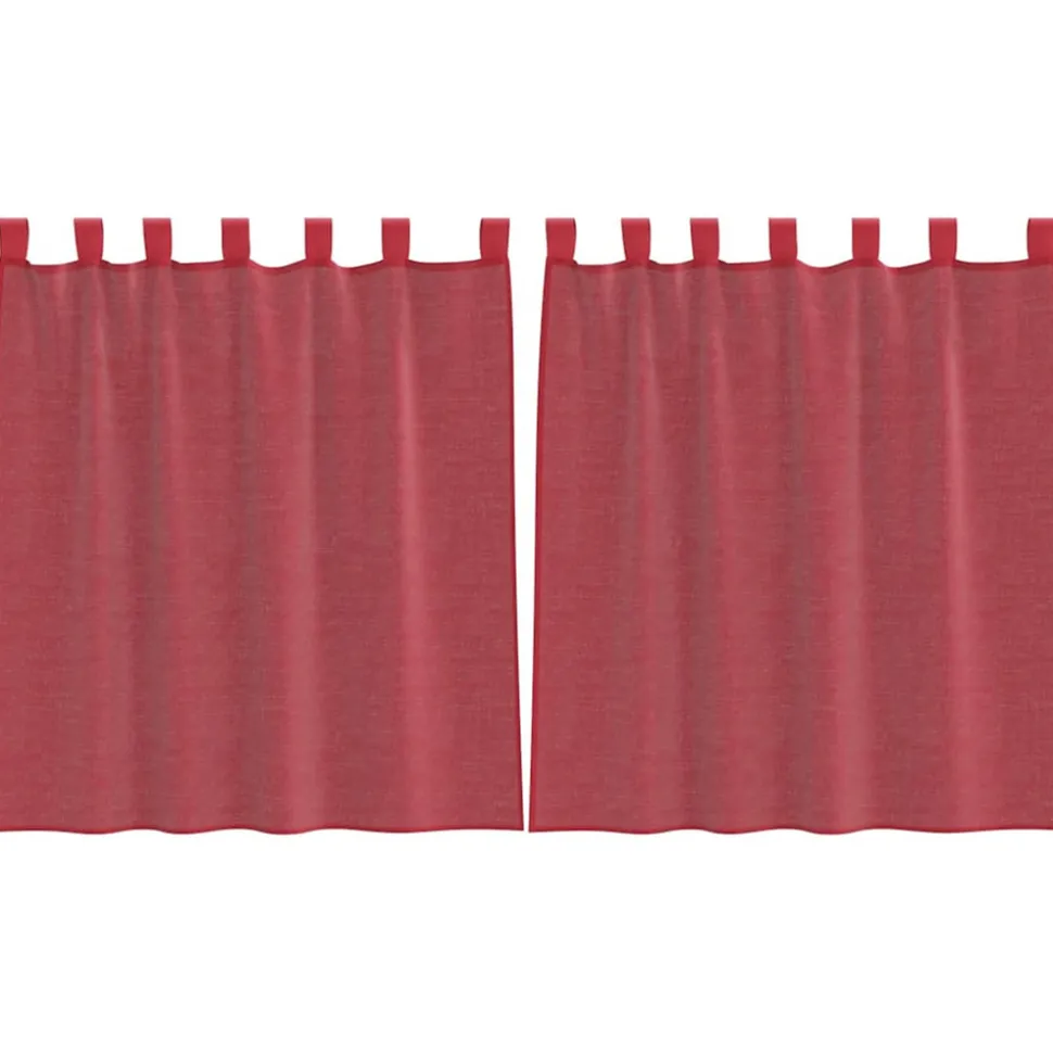 VIDAXL - Rideaux en voile avec passe-tringles 2 pcs rouge bordeaux