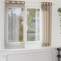 VIDAXL - Rideaux en voile avec œillets 2 pcs marron clair