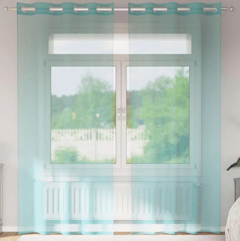 VIDAXL - Rideaux en voile avec œillets 2 pcs turquoise