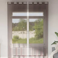 VIDAXL - Rideaux en voile avec œillets 2 pcs marron 140x260 cm