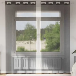 VIDAXL - Rideaux en voile avec œillets 2 pcs noir 140x225 cm