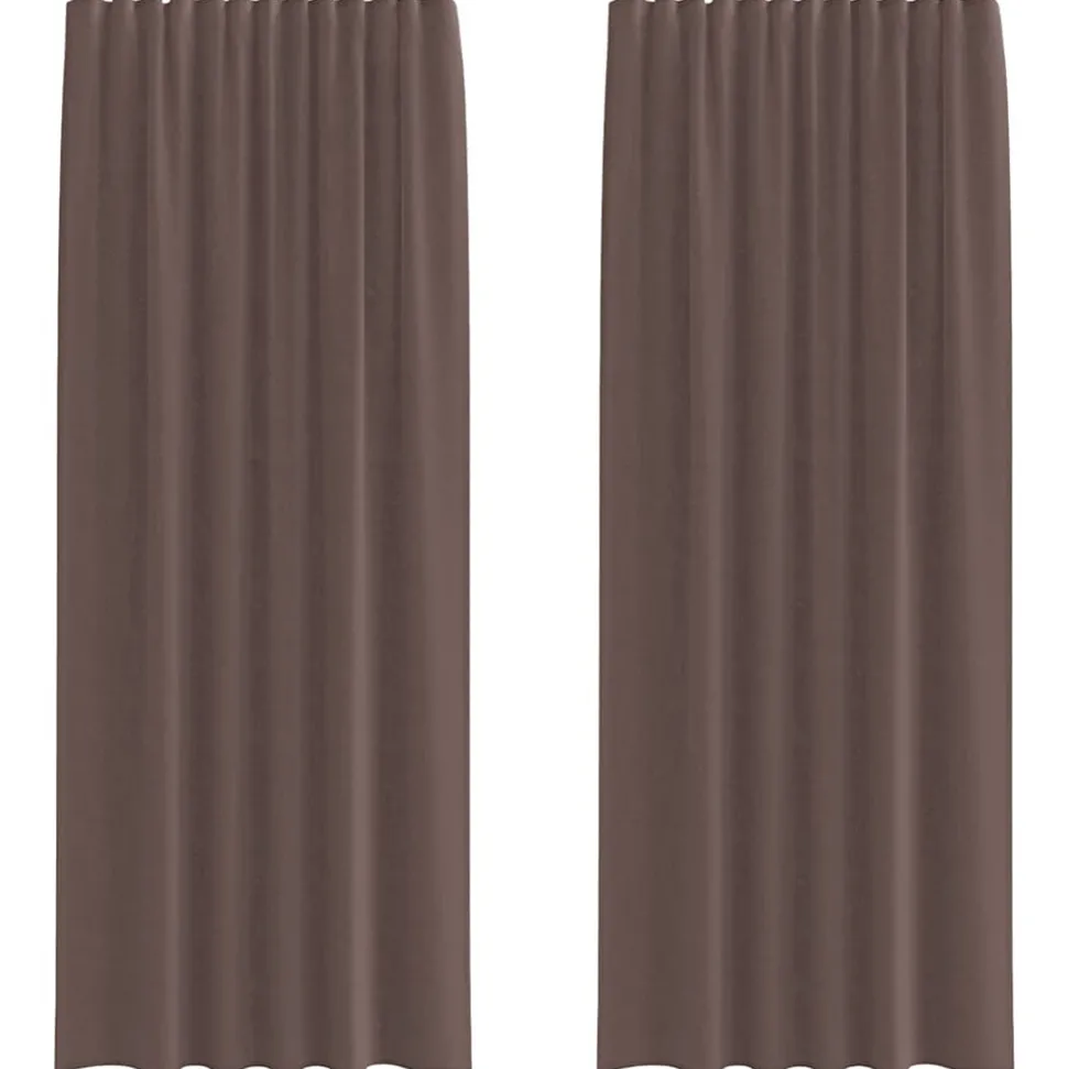 VIDAXL - Rideaux en voile avec passe-tringles 2 pcs marron