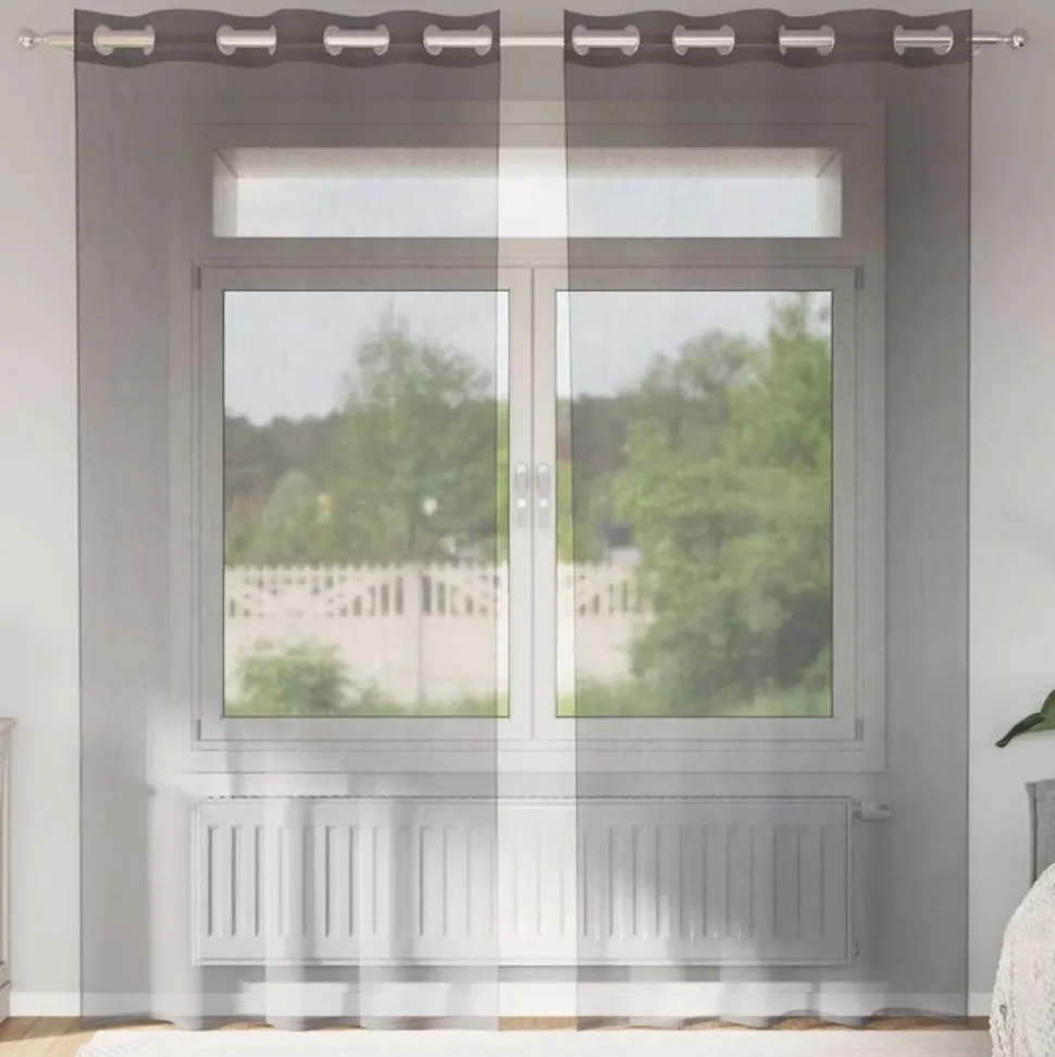 VIDAXL - Rideaux en voile avec œillets 2 pcs gris foncé 140x225 cm