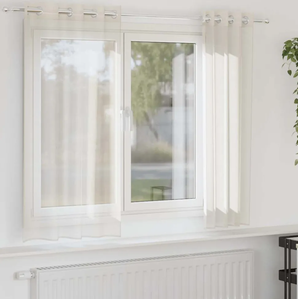 VIDAXL - Rideaux en voile avec œillets 2 pcs crème 140x175 cm