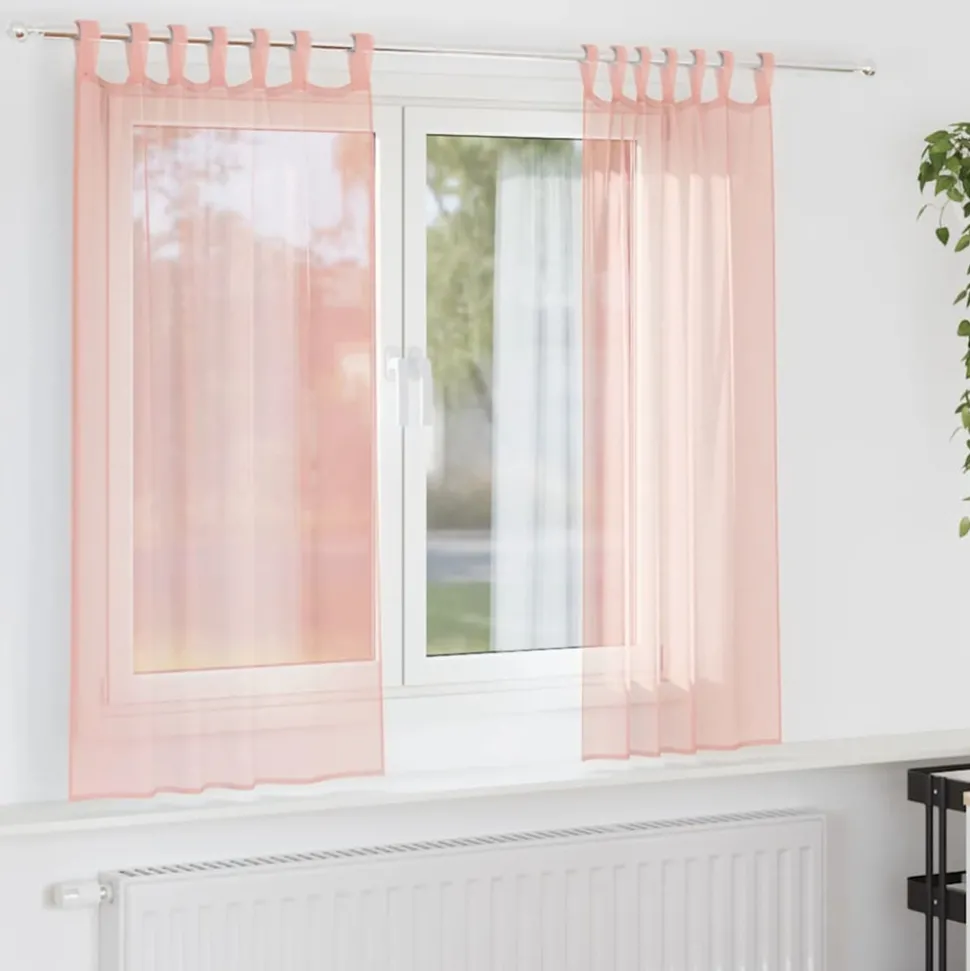 VIDAXL - Rideaux en voile avec passe-tringles 2 pcs rose