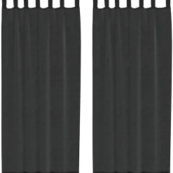 VIDAXL - Rideaux en voile avec passants 2 pcs noir
