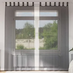 VIDAXL - Rideaux en voile avec passants 2 pcs noir