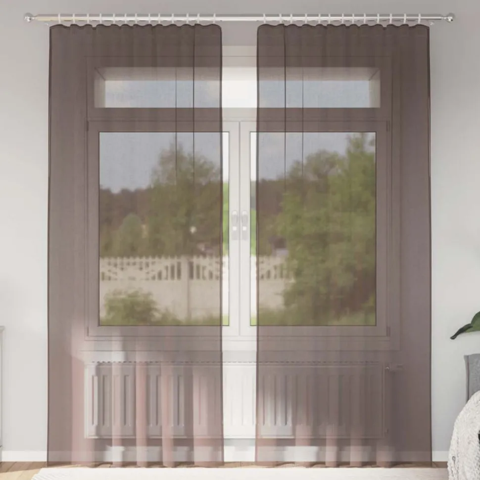 VIDAXL - Rideaux en voile avec passants 2 pcs marron