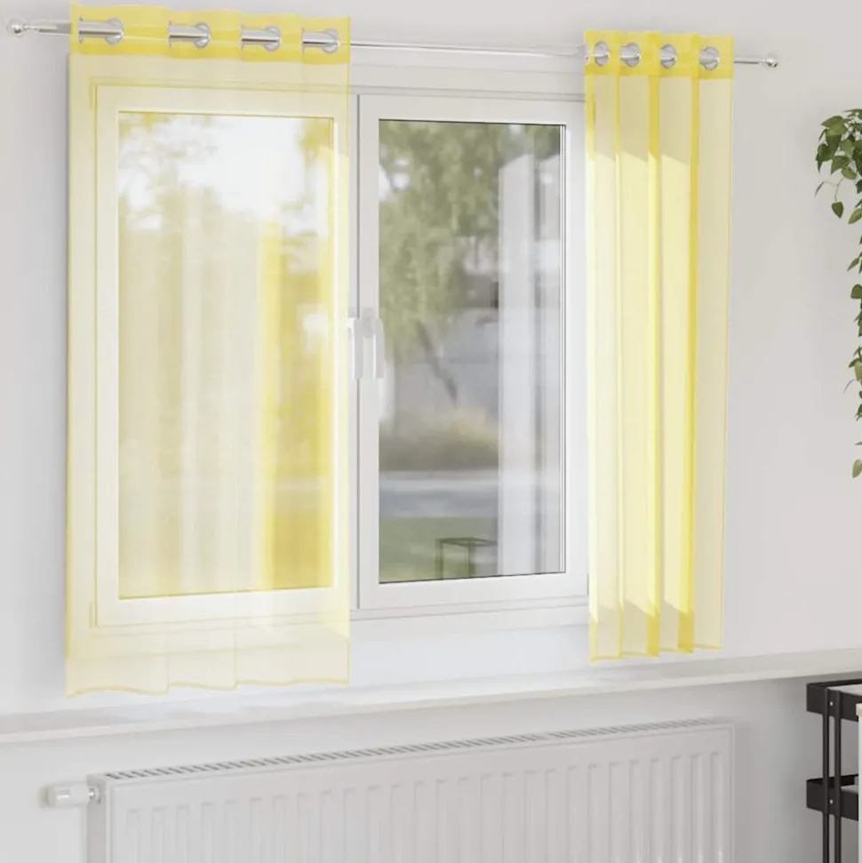 VIDAXL - Rideaux en voile avec œillets 2 pcs jaune
