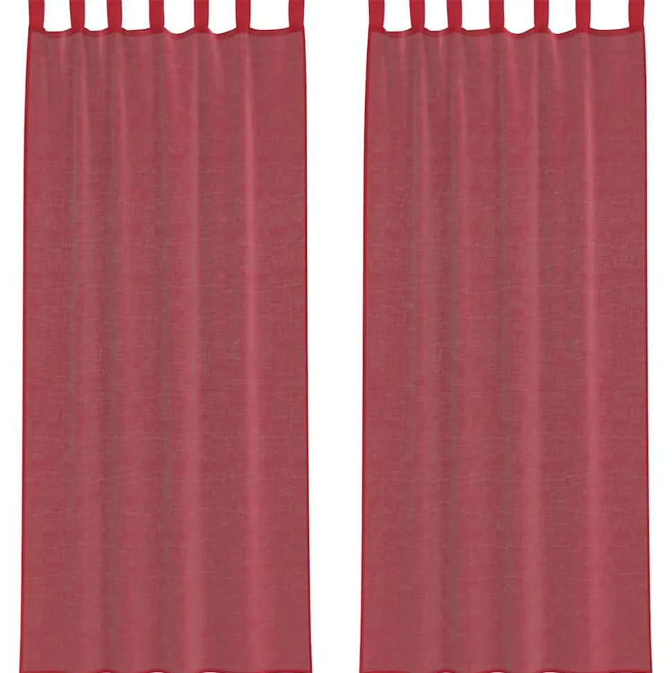 VIDAXL - Rideaux en voile avec passe-tringles 2 pcs rouge bordeaux