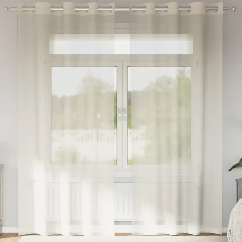 VIDAXL - Rideaux en voile avec œillets 2 pcs crème 140x225 cm