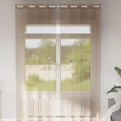 VIDAXL - Rideaux en voile avec œillets 2 pcs marron clair