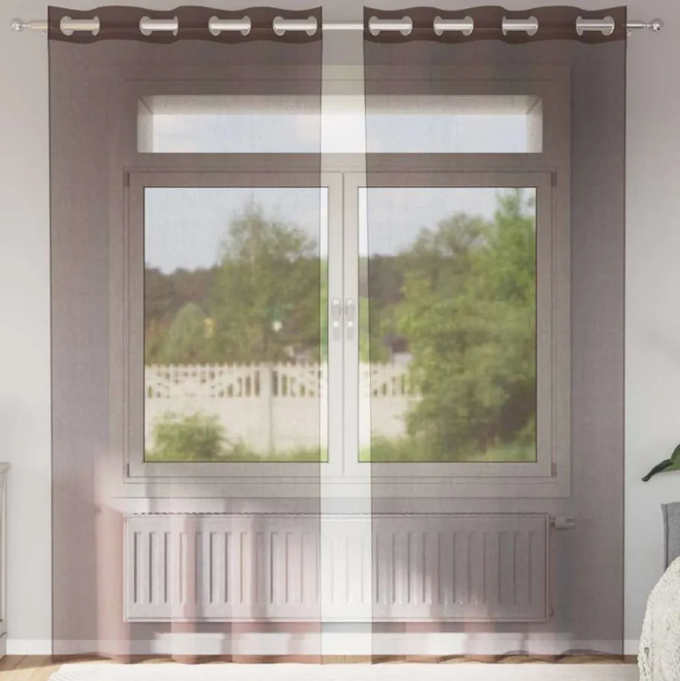 VIDAXL - Rideaux en voile avec œillets 2 pcs marron 140x245 cm