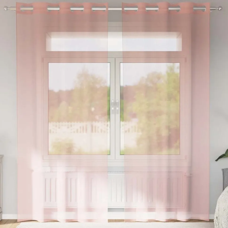 VIDAXL - Rideaux en voile avec œillets 2 pcs rose 140x225 cm