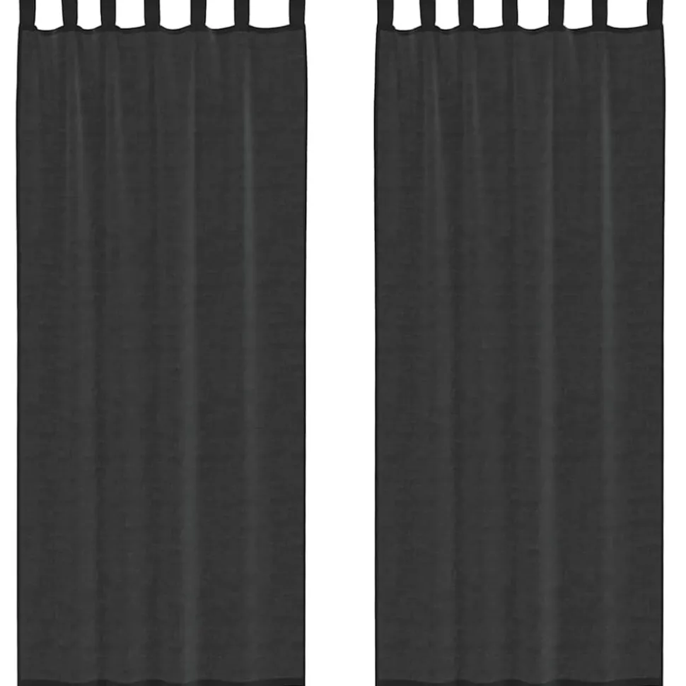 VIDAXL - Rideaux en voile avec passants 2 pcs noir