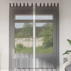 VIDAXL - Rideaux en voile avec passants 2 pcs noir