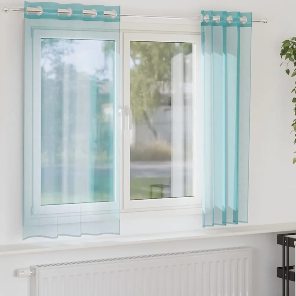 VIDAXL - Rideaux en voile avec œillets 2 pcs turquoise
