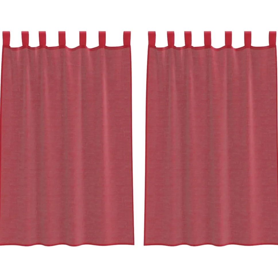 VIDAXL - Rideaux en voile avec passe-tringles 2 pcs rouge bordeaux