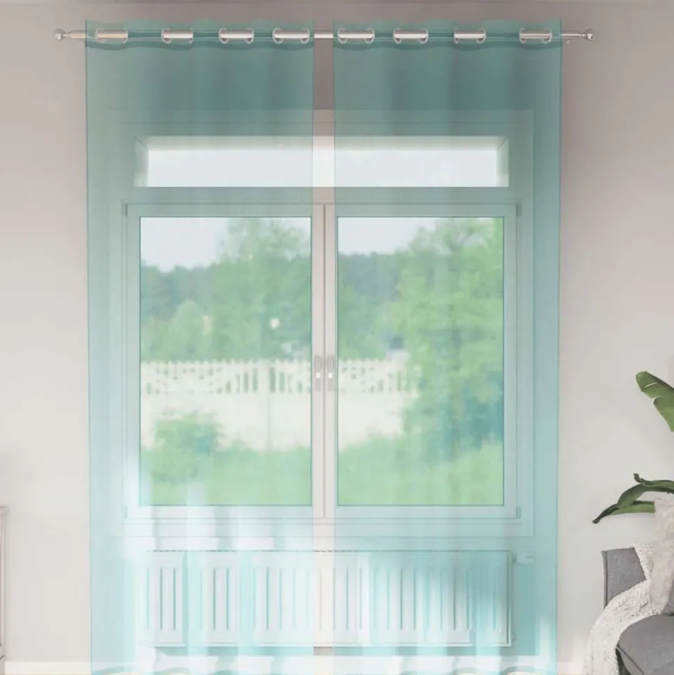 VIDAXL - Rideaux en voile avec œillets 2 pcs turquoise