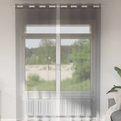 VIDAXL - Rideaux en voile avec œillets 2 pcs gris foncé 140x300 cm