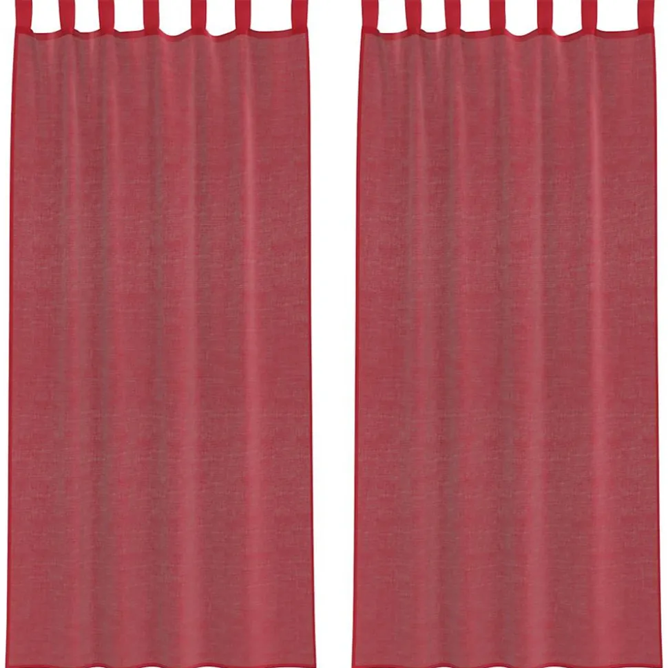 VIDAXL - Rideaux en voile avec passe-tringles 2 pcs rouge bordeaux