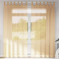 VIDAXL - Rideaux en voile avec passe-tringles 2 pcs sable