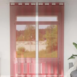 VIDAXL - Rideaux en voile avec œillets 2 pcs rouge bordeaux