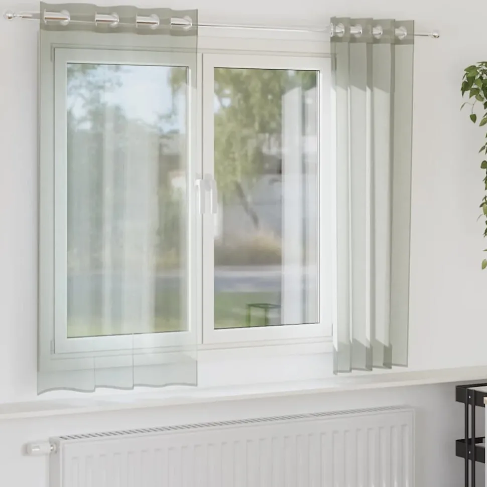 VIDAXL - Rideaux en voile avec œillets 2 pcs gris clair 140x175 cm