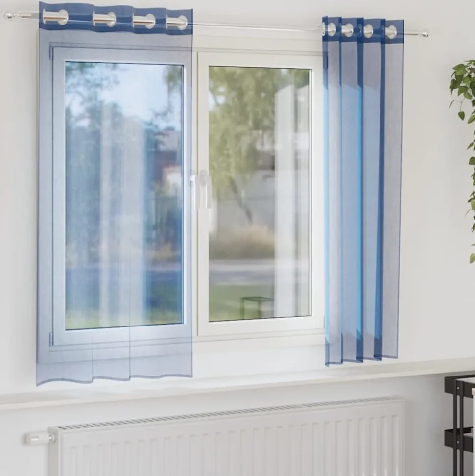 VIDAXL - Rideaux en voile avec œillets 2 pcs bleu royal
