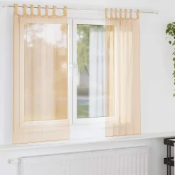 VIDAXL - Rideaux en voile avec passe-tringles 2 pcs sable