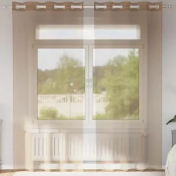 VIDAXL - Rideaux en voile avec œillets 2 pcs marron clair