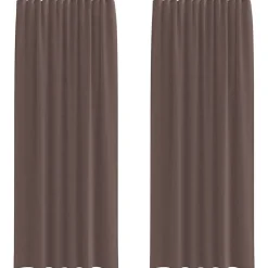VIDAXL - Rideaux en voile avec passe-tringles 2 pcs marron