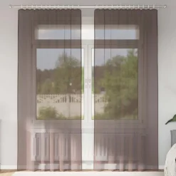 VIDAXL - Rideaux en voile avec passe-tringles 2 pcs marron