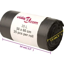 VIDAXL - Sacs poubelles 250 pcs noir 35 l