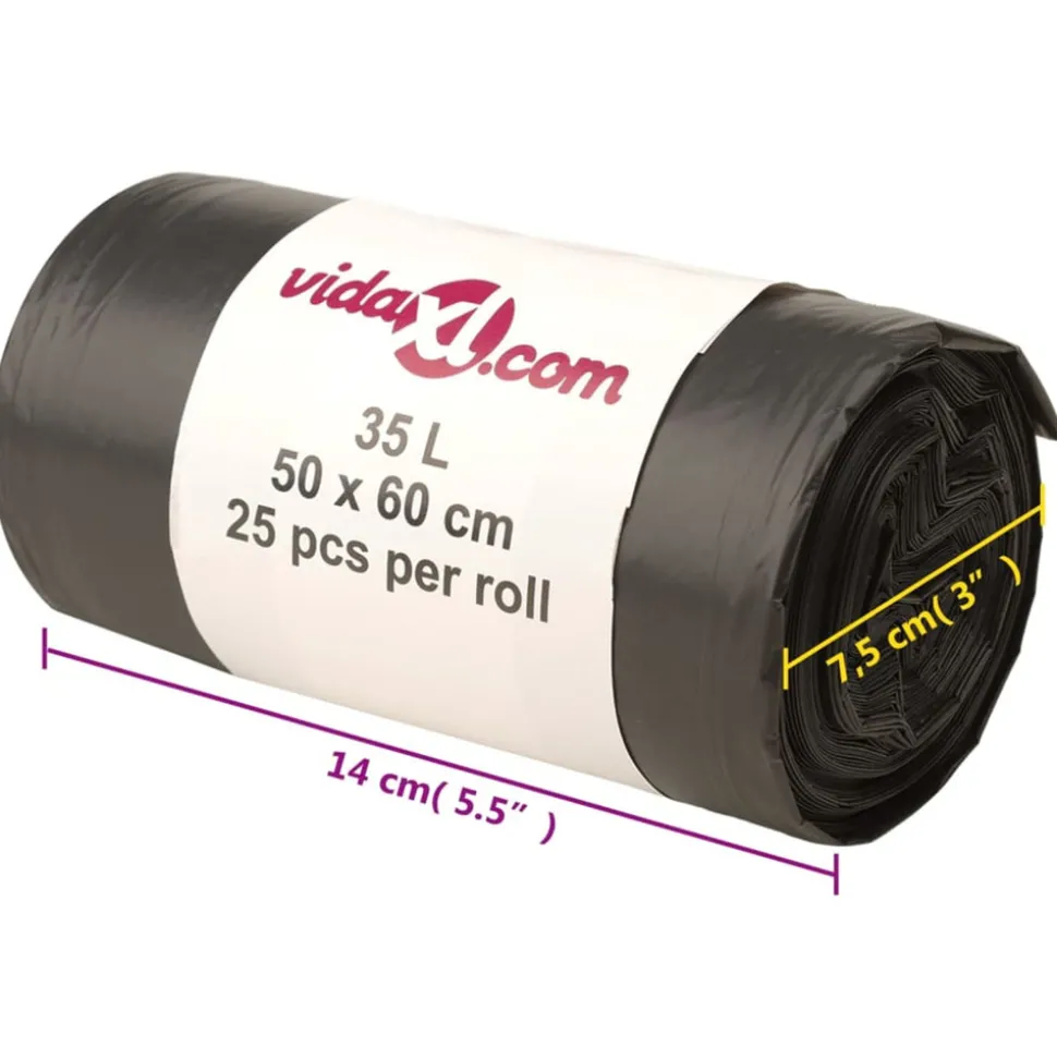 VIDAXL - Sacs poubelles 250 pcs noir 35 l