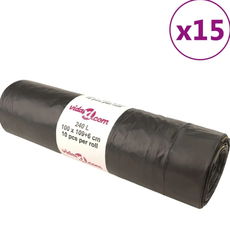 VIDAXL - Sacs poubelles avec cordons 150 pcs noir 240 l